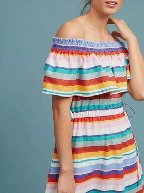 Colorful Striped Off the Shoulder Dress